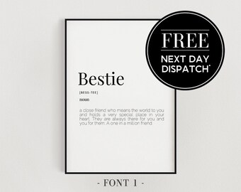 Best Friend Definition Print- Physical Print / Home Decor / Best Friend Gift / Friend Gift / Print / Frameless Print / Definition