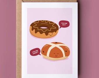Cute Buns Couples Card - Pastry Lovers, Nice Buns, You're Hot Card, You're Sweet, Couples Card, Cute Pastry Card, Cheeky Card for Couples