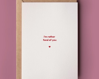 Minimalist Cute Couples Card - I'm Rather Fond of You, Simple and Sweet Card, Card For Partner, Girlfriend, Boyfriend