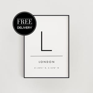 GPS Coordinates Gift - London Coordinates Print / GPS Coordinates Sign / Latitude Longitude / Custom Coordinates / London Gift Print