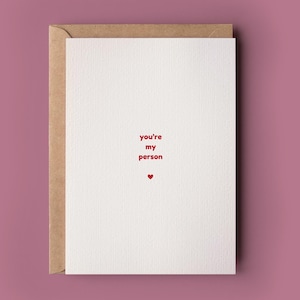 Minimalist Cute Couples Card - You're My Person, Simple and Sweet Card, Card For Partner, Favourite Person, Boyfriend