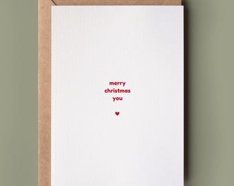 Minimalist Christmas Card - Merry Christmas You, Simple and Sweet Card