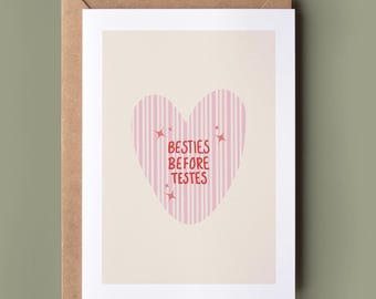 Besties Before Testes Girls Girl Card - Best Friend Card, Funny Card For Her, Best Girlfriend, Love Greetings Card