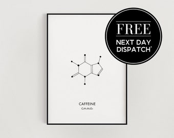 Caffeine Molecule Printable Art Coffee Print Kitchen Wall - Etsy