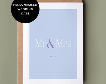 Personalised Wedding Date Card - Card For Your Friend or Siblings Wedding, Minimalist Card