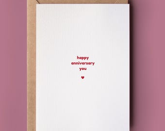 Minimalist Happy Anniversary Card, 1 Year Married, Paper Anniversary Card