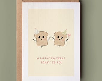 Birthday Toast Card - Funny Birthday Pun Card, Happy Birthday, Celebration Birthday Toast, Card for Him/Her