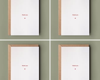 Set of 4 Thank You Cards - Pack of Universal Thank You Cards For Him/Her