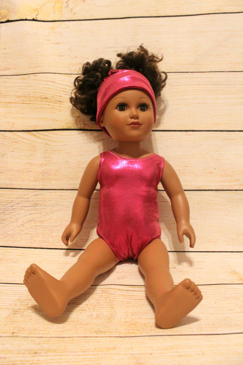 Pink Leotard Set For 18 Dolls With Matching Headband And Hair Tie American Girl Our Generation My Life Springfield