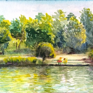 Bois de Vincennes original watercolor, painted on location in France