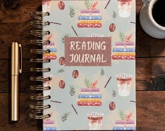 Reading Journal, 8x10, Book Lover Gift, Iced Coffee Theme, Handmade Book Tracker