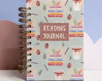 Reading Journal, 8x10, Book Lover Gift, Iced Coffee Theme, Handmade Book Tracker