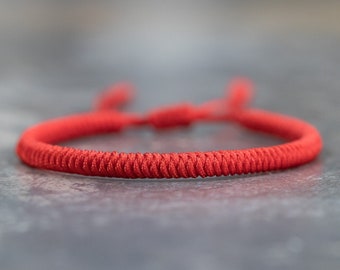 Pulsera Roja - Pulsera budista para hombre y mujer, pulsera de cuerda trenzada tibetana, pulsera de nudos de la suerte