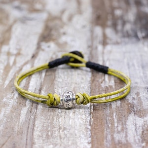 Genuine leather cord Bracelet OM charm- Buddhist Tibetan Bracelet - Adjustable bracelet for men and women - Minimalist fashion bracelet