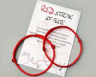 2 x fil rouge du destin couple bracelet fil rouge assorti bracelet kabbale bracelet porte-bonheur fil rouge du destin
