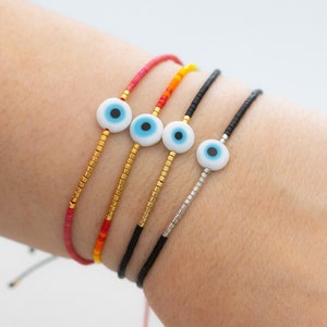 Evil eye bracelet dainty nazar evil eye bracelet ,red string bracelet, women's men's amulet bracelet,  family protection