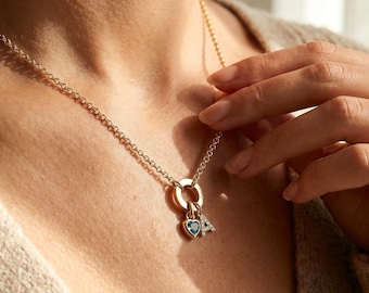 Personalized Initial & Birthstone Necklace – Gold-Plated Meaningful Jewelry Gift