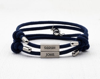 Gepersonaliseerde gegraveerde bijpassende koppelarmband, cadeau voor haar, gepersonaliseerd ontwerp voor mannen, gegraveerde armband met inspirerende citaten