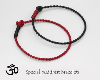 Handmade Thin Buddhist Tibetan Bracelet , thin braided bracelet lucky knots