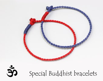 Handmade Buddhist Thin Tibetan Braided Lucky Knots Bracelet, original design, braided bracelet with Tibetan knots, kabbalah bracelet