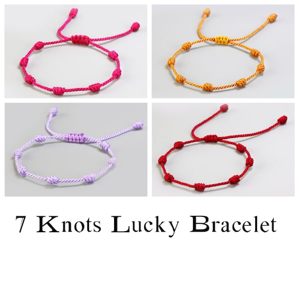 7 knots Color bracelets for family, amulet bracelet for protection from evil eye, mother, father, baby, children, red rope, destiny thread.