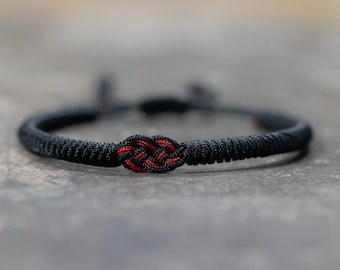 Pulsera trenzada tibetana budista hecha a mano para hombre y mujer, pulsera de cuerda trenzada, pulsera de nudos de la suerte, pulsera para yoga y meditación.