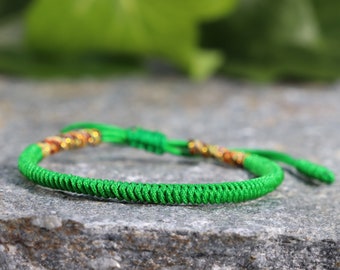 Pulsera trenzada tibetana budista hecha a mano para hombres y mujeres, pulsera de cuerda trenzada, pulsera de nudos de la suerte, pulsera para yoga y meditación.