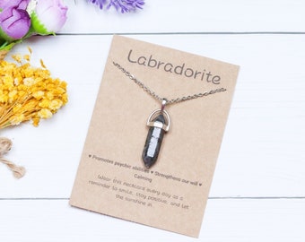 Labradorite collier pendentif en cristal pierres précieuses pendule collier méditation bijoux Quartz cristal point pendule yoga