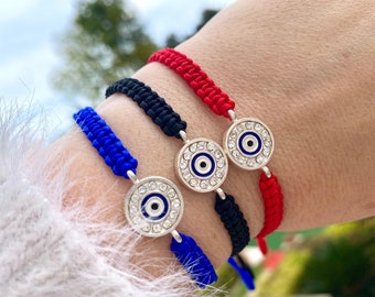 Braccialetto Evil Eye da uomo e da donna Braccialetto rosso Evil eye, braccialetto macramè evil eye, braccialetto blu evil eye, braccialetto nero evil eye