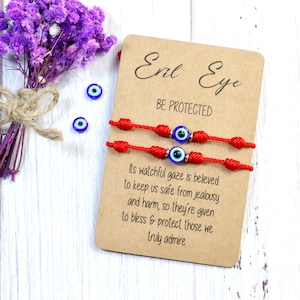 Pulsera Evil Eye 7 nudos Pulsera PROTECCION Roja Española Familia protección original mal de ojo mal de ojo, regalo de hombre y mujer imagen 5