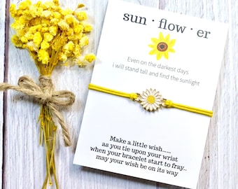 Sunflower bracelet,  wish Bracelet, be strong Wish Bracelet, Charm Bracelet, Wish friendship Jewellery, Gift