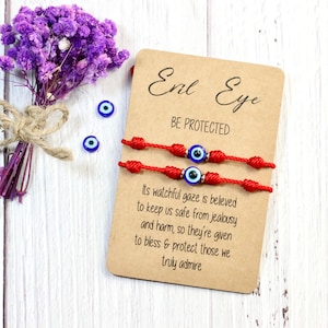 Pulsera Evil Eye 7 nudos Pulsera PROTECCION Roja Española Familia protección original mal de ojo mal de ojo, regalo de hombre y mujer imagen 1