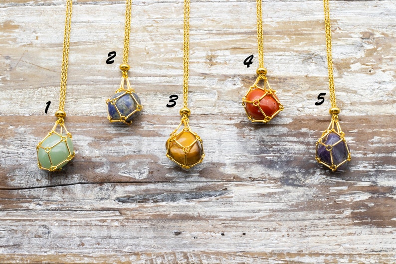 Kristallen houder ketting, verwisselbare kristallen ketting houder, minimalistische gouden ketting met natuurstenen afbeelding 3