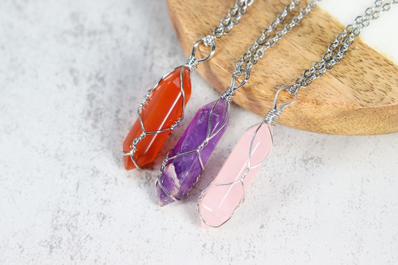 Carnelian Necklace Rose Quartz Necklace 