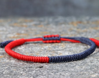 Pulsera trenzada tibetana budista hecha a mano para hombres y mujeres, pulsera de cuerda trenzada, pulsera de nudos de la suerte, pulsera para yoga y meditación.