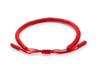 Pulsera roja, pulsera budista hecha a mano pulsera trenzada tibetana delgada para hombres y mujeres, pulsera de cuerda trenzada, pulsera de nudos de la suerte