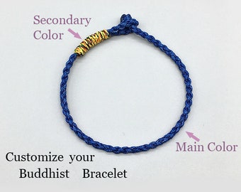 Handmade Thin Buddhist Tibetan Custom Bracelet , thin braided bracelet lucky knots