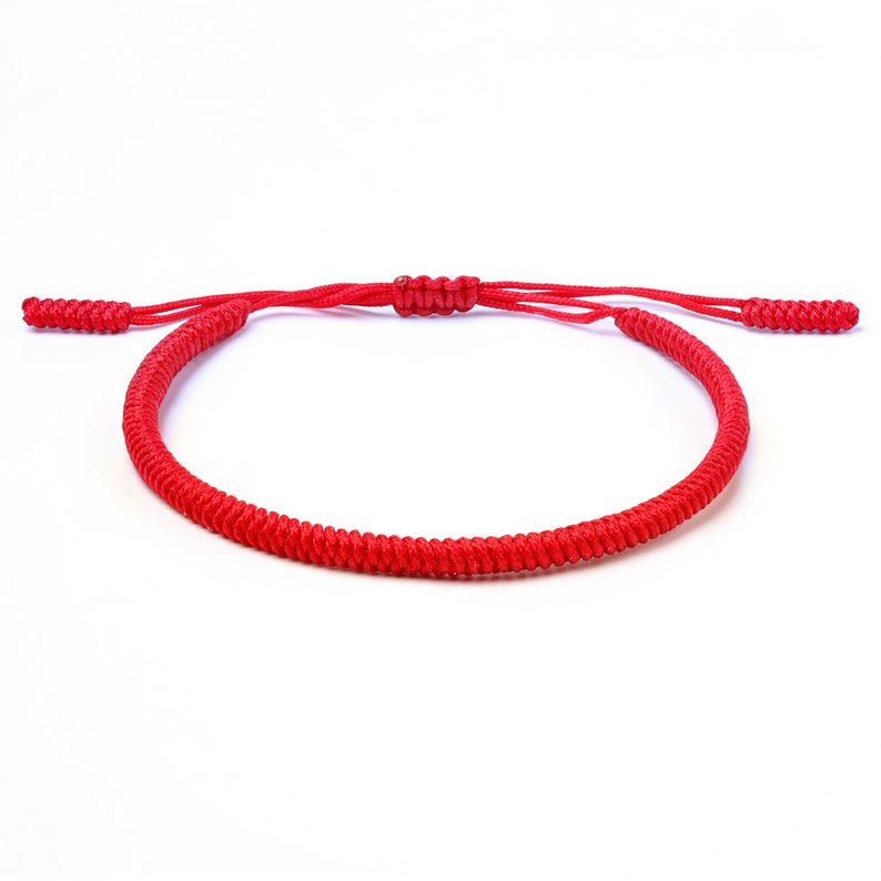 Bracelet bouddhiste, bracelet rouge, bracelet noir, bracelet tibétain fin pour homme et femme, bracelet en corde tressée, bracelet noeuds porte-bonheur image 9