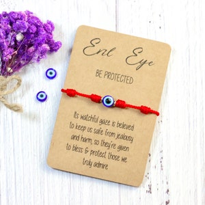 Pulsera Evil Eye 7 nudos Pulsera PROTECCION Roja Española Familia protección original mal de ojo mal de ojo, regalo de hombre y mujer imagen 2