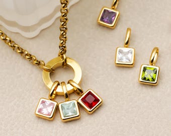 Personalized Birthstone Necklace: Gold-Plated Family Jewelry Gift