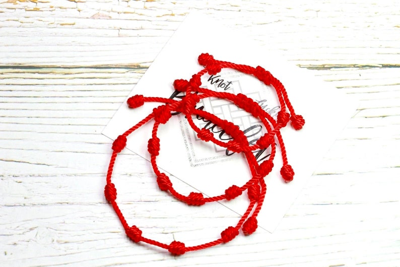 Bracelet de protection rouge espagnol 7 noeuds Famille original véritable protection contre le mauvais œil mal de ojo mère père enfants image 1