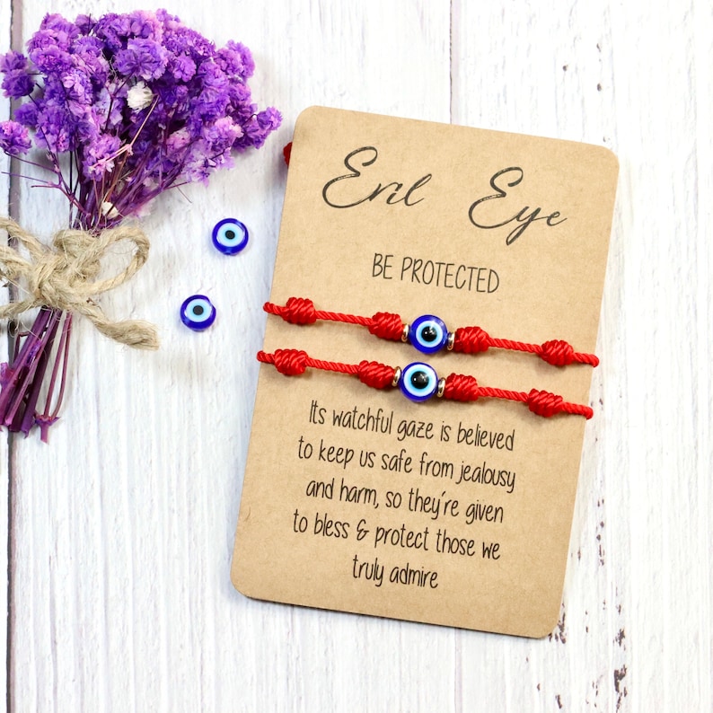 Pulsera Evil Eye 7 nudos Pulsera PROTECCION Roja Española Familia protección original mal de ojo mal de ojo, regalo de hombre y mujer imagen 1