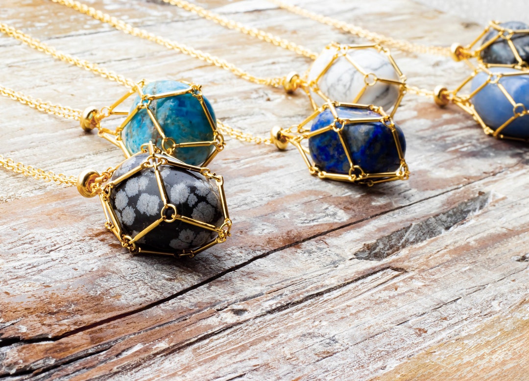 Crystal Holder Necklace Cage Interchangeable Crystal Necklace Etsy