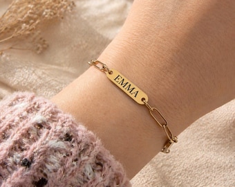 Personalized Name Bracelet | Engraved Gold Family Jewelry | Minimalist Keepsake
