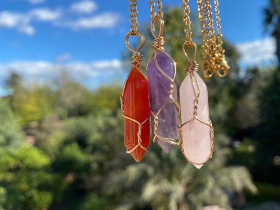 Raw Carnelian Necklace Wire Wrapped 