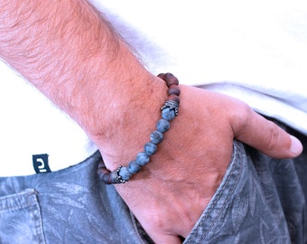 Labradorite matte Bracelet for men -bloodstone matte Stone  Bracelet - GemStone Bead Bracelet - Friendship Bracelet- Mens bracelet