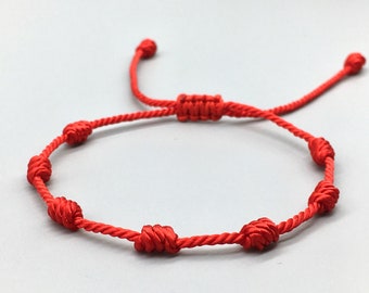 Braccialetto di corda rossa a 7 nodi Braccialetti di famiglia braccialetto amuleto protezione dal malocchio madre padre bambino bambini Braccialetto rosso fortuna destino