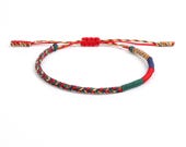 Bracciale Di Preghiera Tibetano Intrecciato: Portafortuna Regolabile 17-28 Cm, Energia Positiva E Stile Etnico Per Adolescenti E Adulti (Colore Rosso)