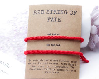 Braccialetti con il filo rosso del destino / Braccialetti coordinati per coppie / Cordino in nylon regolabile / Regalo d'amore fatto a mano