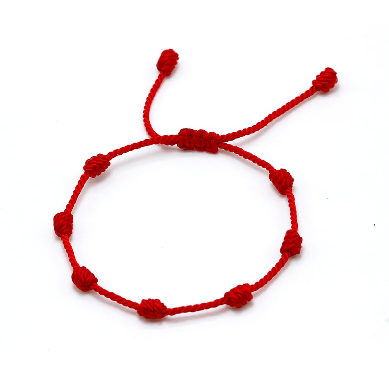 Bracciale di protezione rosso spagnolo a 7 nodi. Famiglia originale, protezione genuina dal malocchio mal de ojo madre padre figli immagine 7